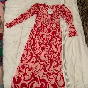 NWT sz small MonkL side zip ruched midi dress